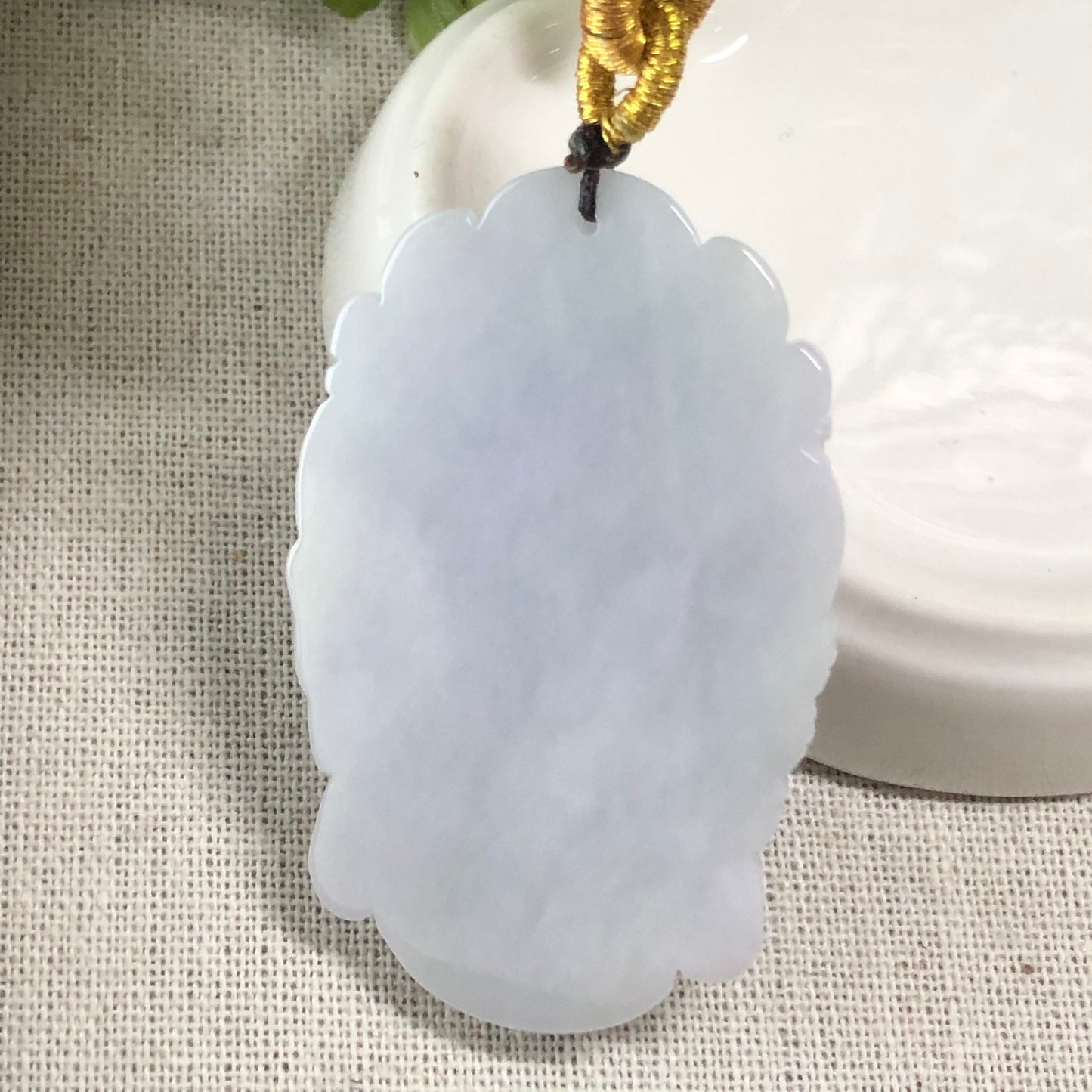 52.8mm Jadeite Jade Glutinous Carved Guan Yin Head Pendant - Unique Design