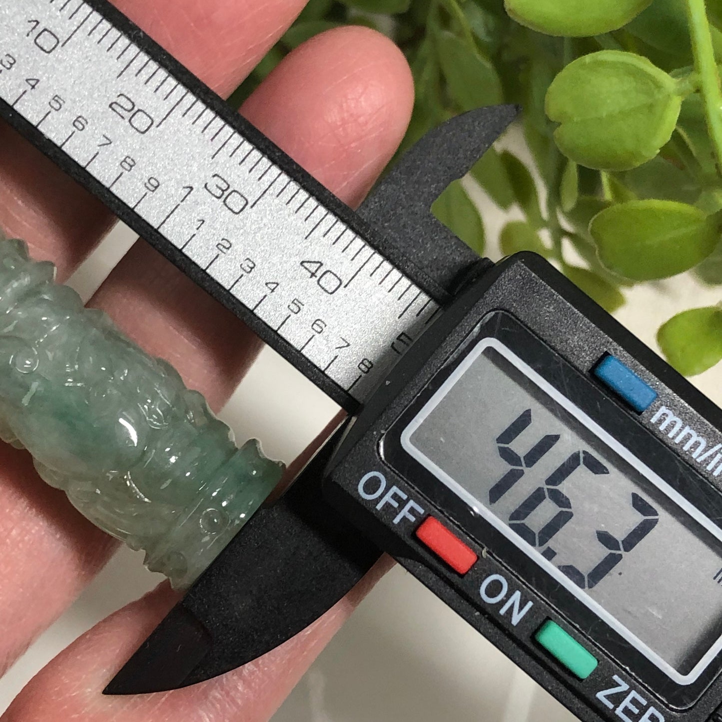 46.3 Jadeite Jade Icy Carved Pixiu Dragon Pole Pendant Keychain Charm