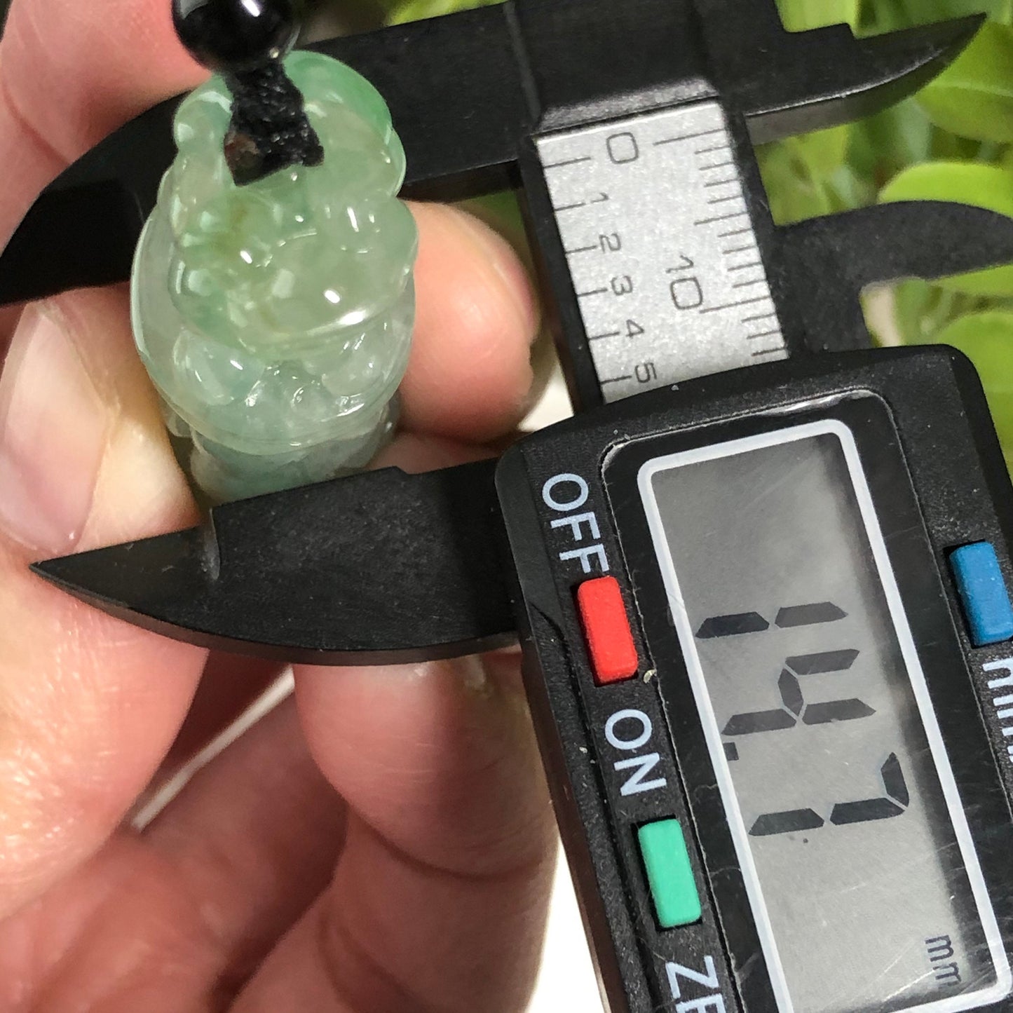 46.3 Jadeite Jade Icy Carved Pixiu Dragon Pole Pendant Keychain Charm