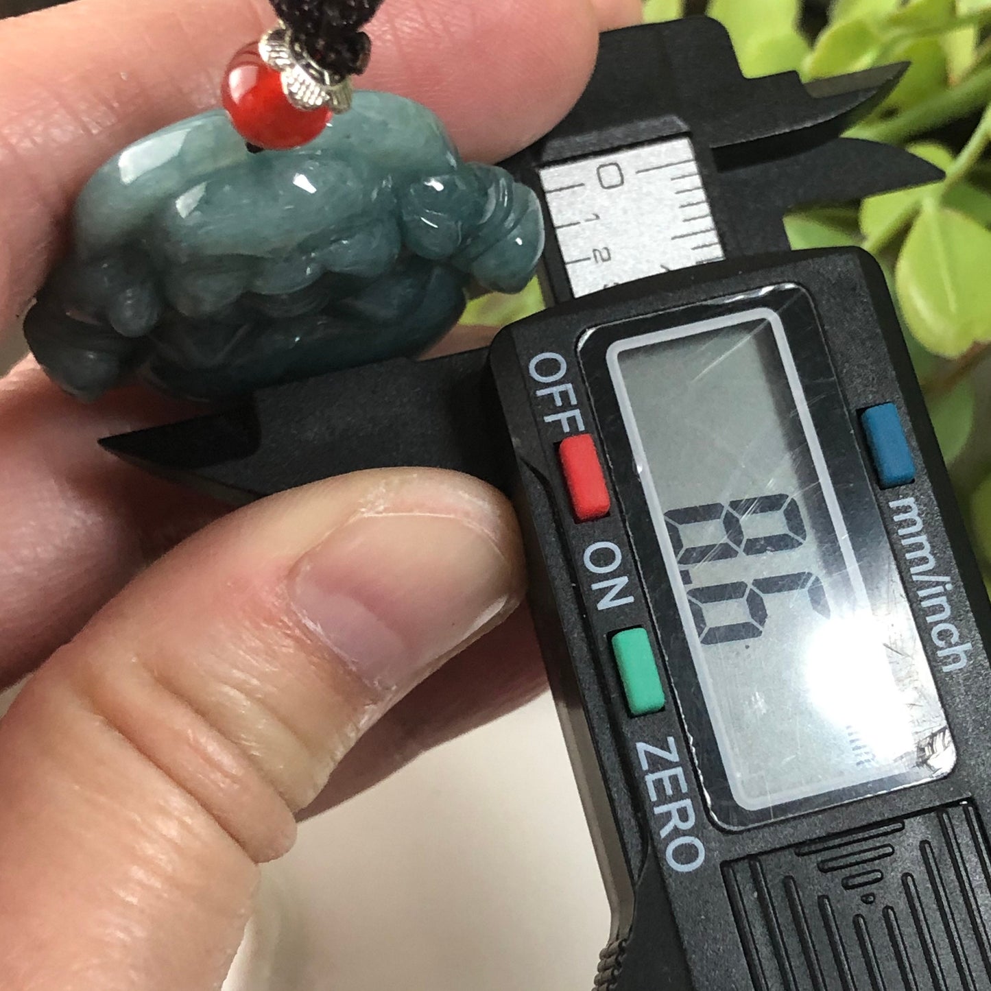 33.3 mm Grade A Blue Green Jade Jadeite Carved Happy Buddha Pendant