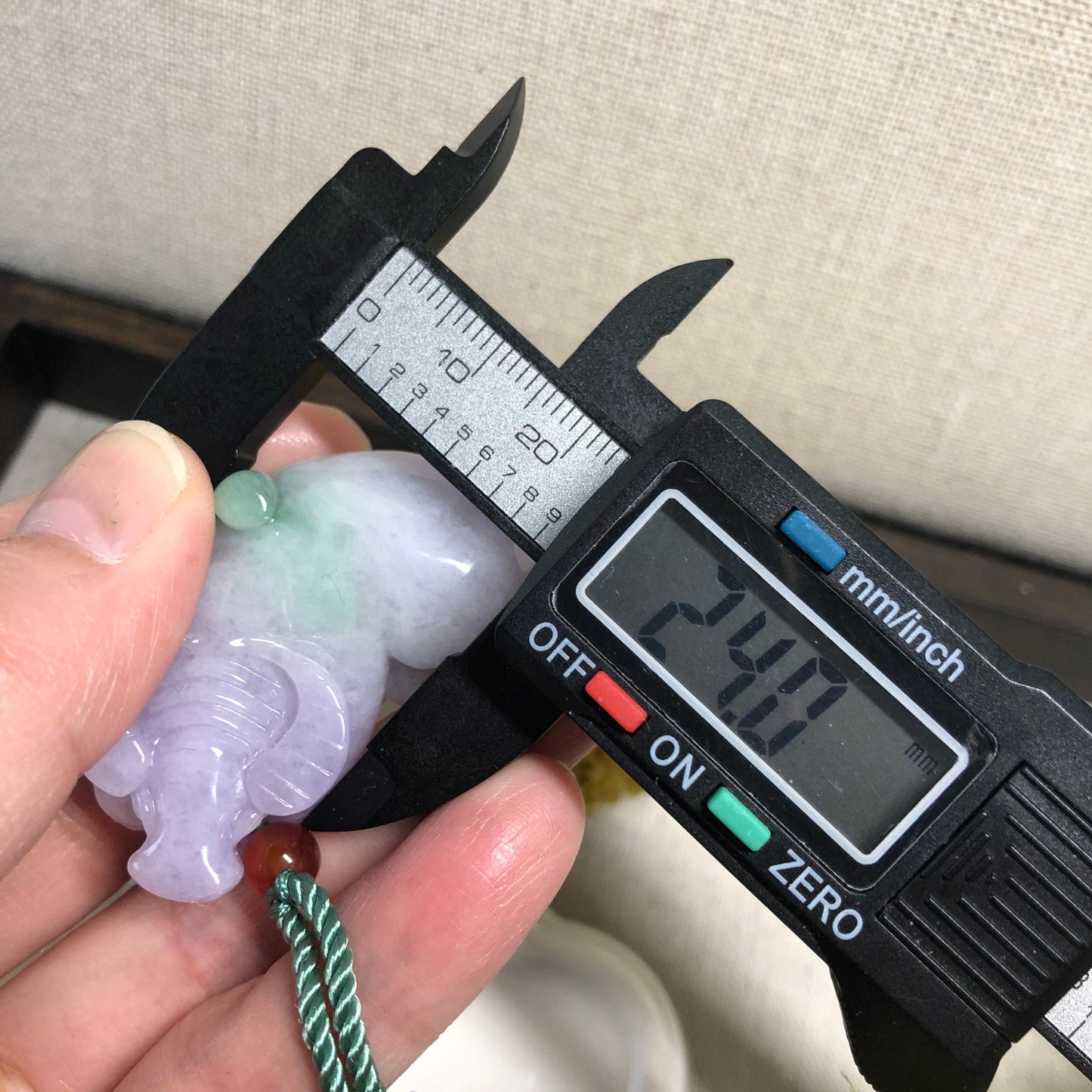 43mm Certified Grade A Jadeite Jade Carved Lavender Year of the Cow 2021 Keychain or Pendant Display Figurine