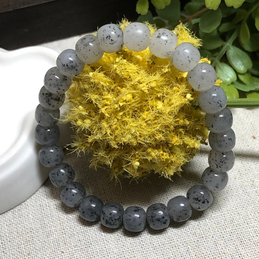 8mm Lavender Gradient with Lavender Flowers Hetian Jade Round Bracelet 20pcs. RARE