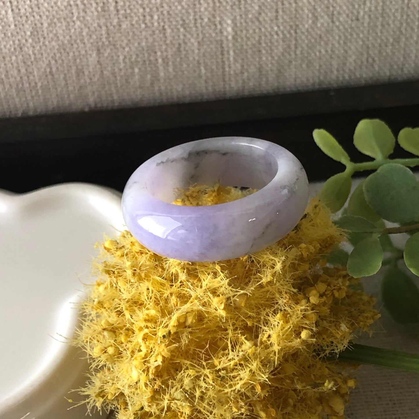 19.9mm Grade A Icy Jadeite Jade Lavender Wuji Ring Band Pendant