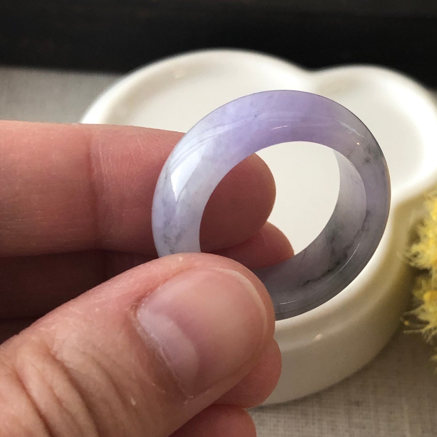 19.9mm Grade A Icy Jadeite Jade Lavender Wuji Ring Band Pendant