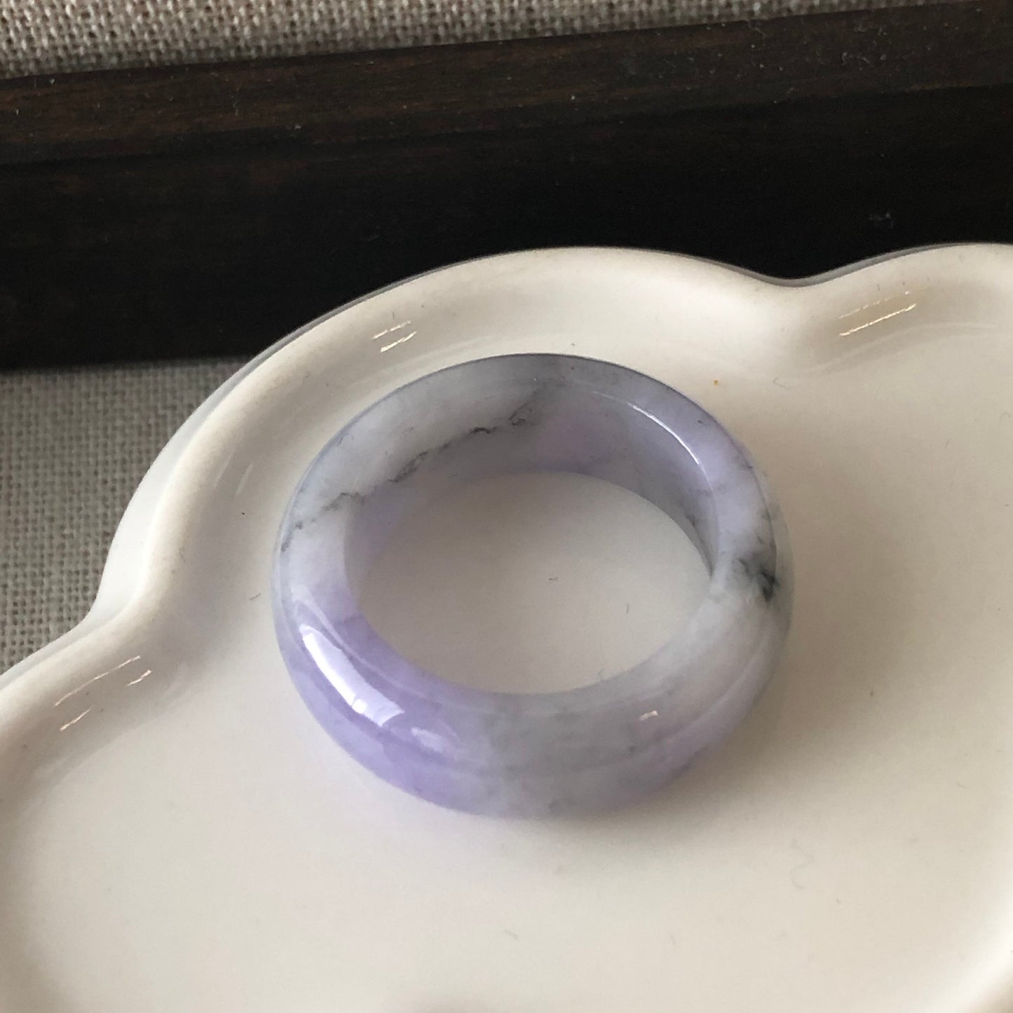 19.9mm Grade A Icy Jadeite Jade Lavender Wuji Ring Band Pendant