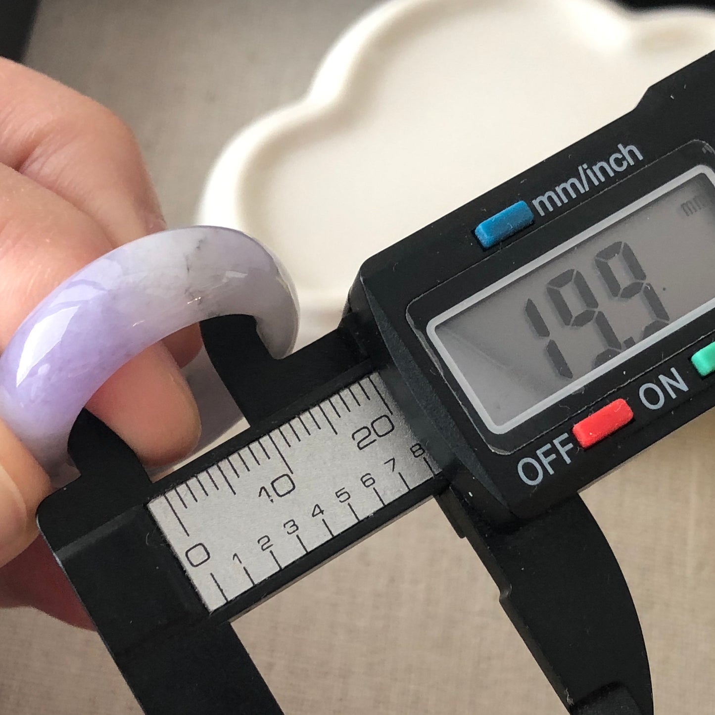 19.9mm Grade A Icy Jadeite Jade Lavender Wuji Ring Band Pendant