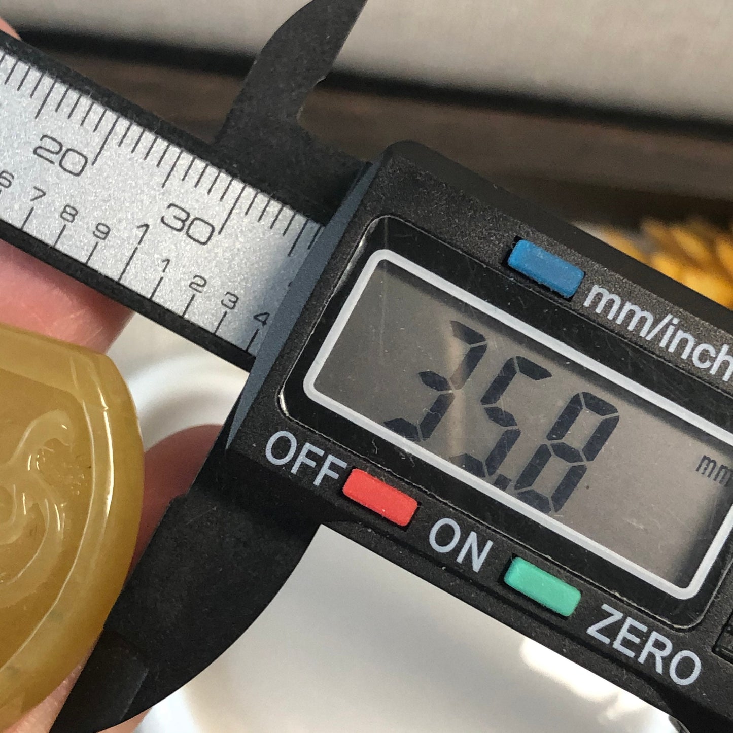 35.8mm Icy Yellow Carved Asian Characters Ruyi Jade Jadeite Pendant