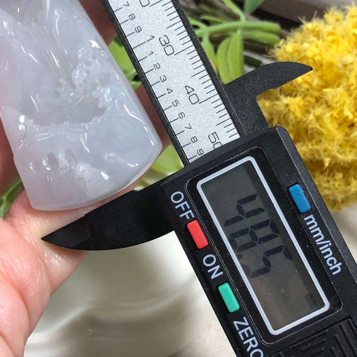 48.5mm Jadeite Jade Icy Fine Glutinous Carved Landscape Scenery Pendant Neck Rope Tie