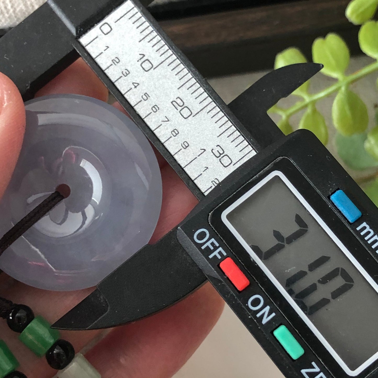 31mm Grade A  Icy Lavender Blue Jade Jadeite Peace DONUT Pendant Neck Rope Tie