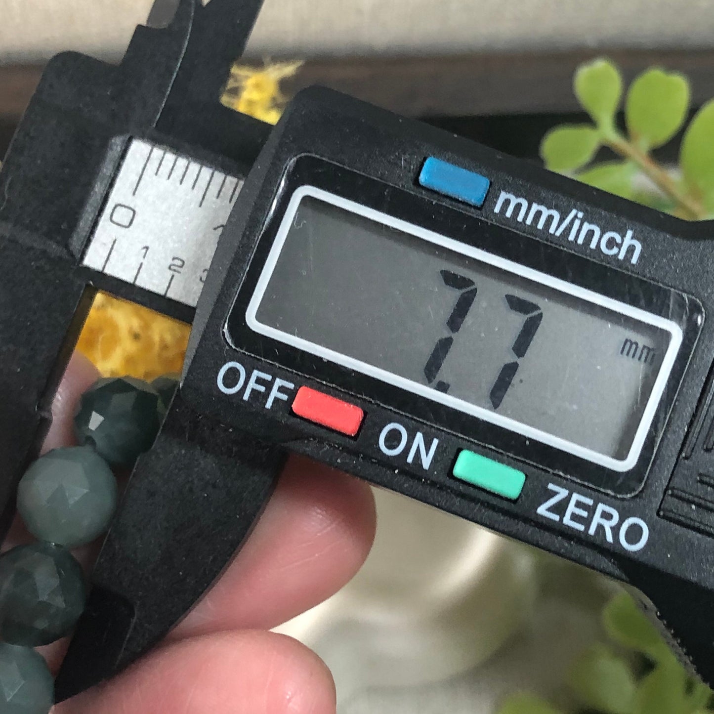 7.7 mm Diamond Cut Blue Green Jadeite Jade Bead Bracelet 7.7 mm x 23 pcs.