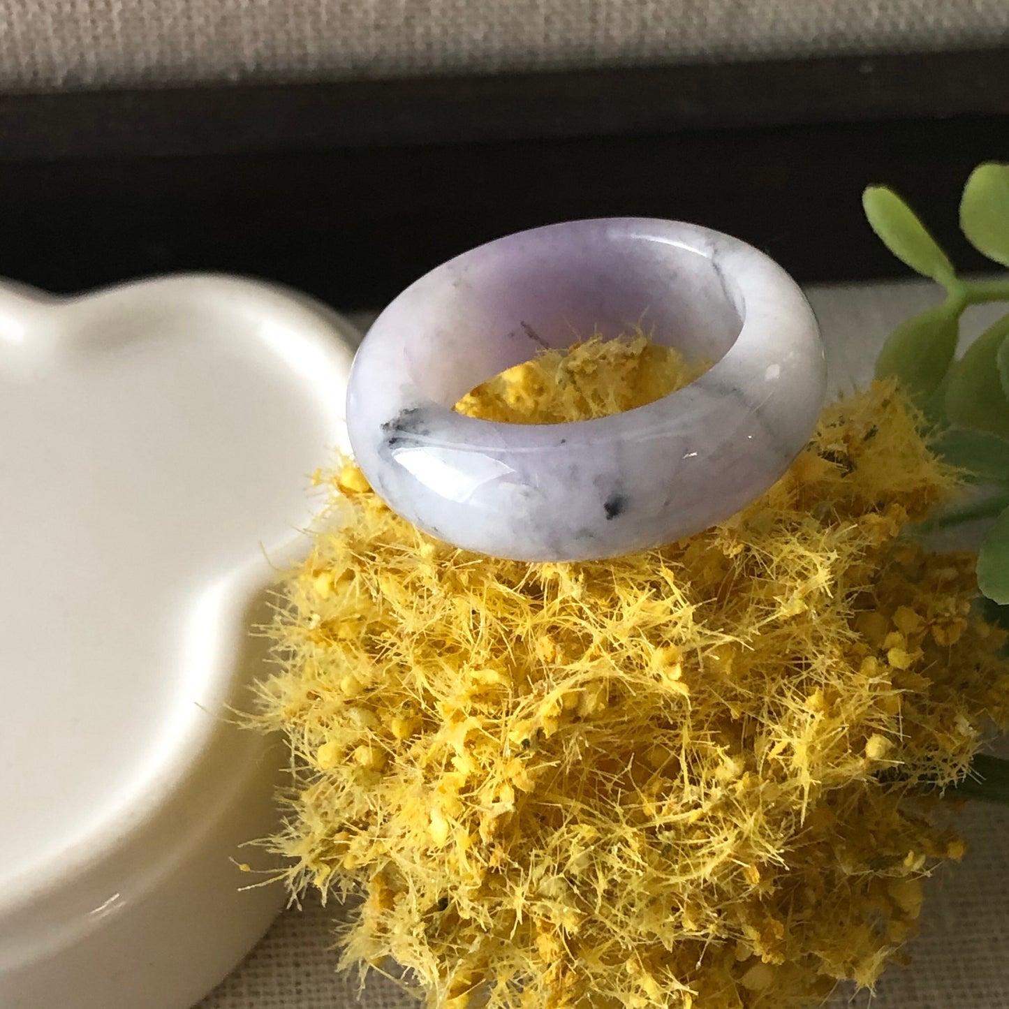 19.9mm Grade A Icy Jadeite Jade Lavender Wuji Ring Band Pendant