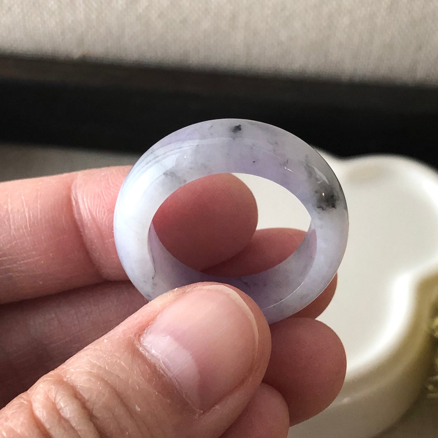 19.9mm Grade A Icy Jadeite Jade Lavender Wuji Ring Band Pendant