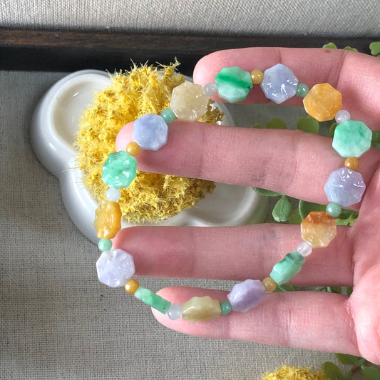 9.8mm Grade A Carved Bai Guai Jadeite Jade Bracelet