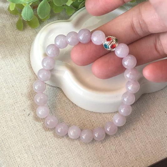 8mm Icy Light Pink Lavender Jade Jadeite Bead Bracelet 23pcs