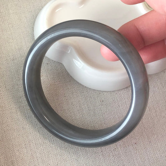 55mm Hetian Nephrite Jade Icy Smoky Lavender Bangle