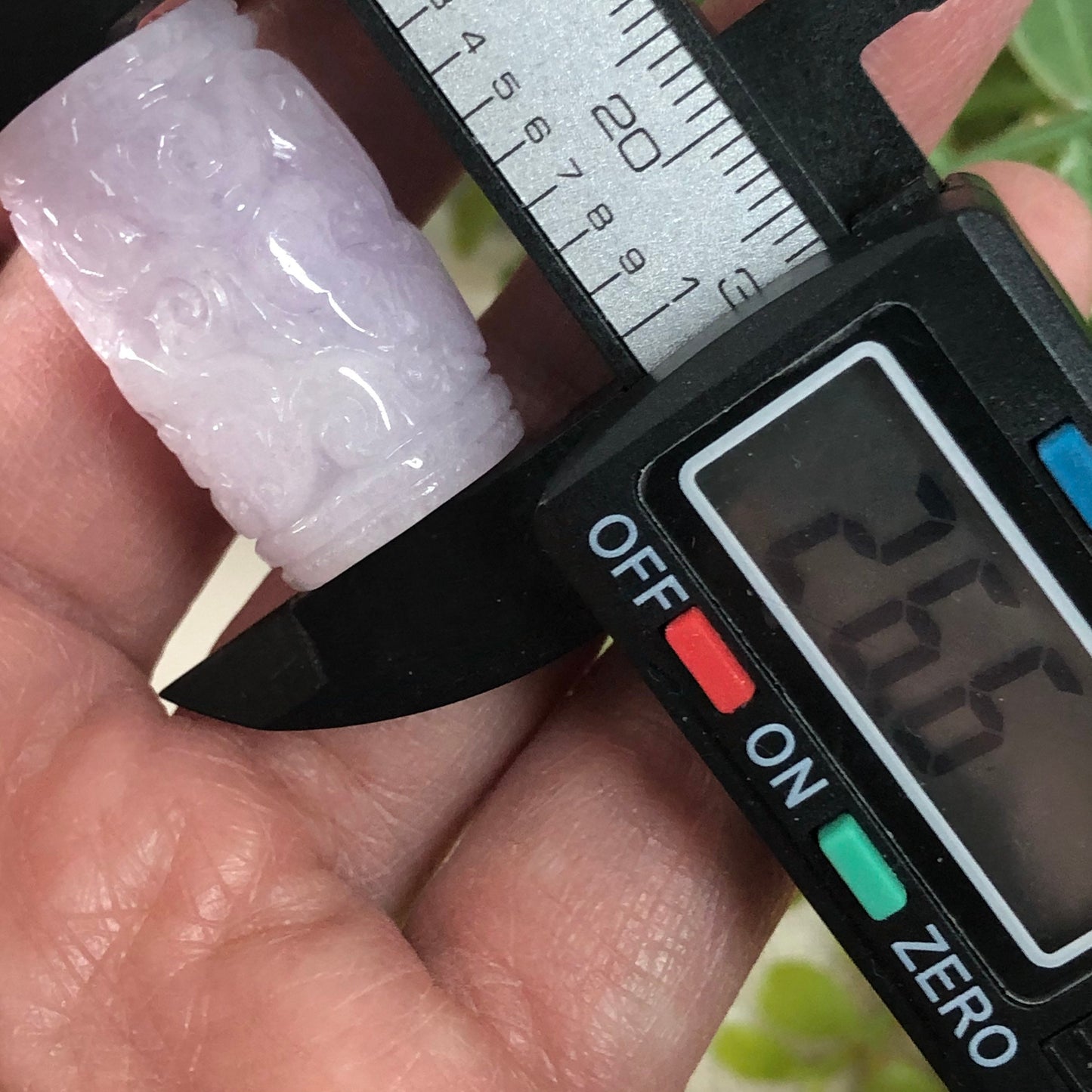 26.6mm Jadeite Jade Carved Asian Pattern Barrel Lavender Pendant Bead 925 necklace