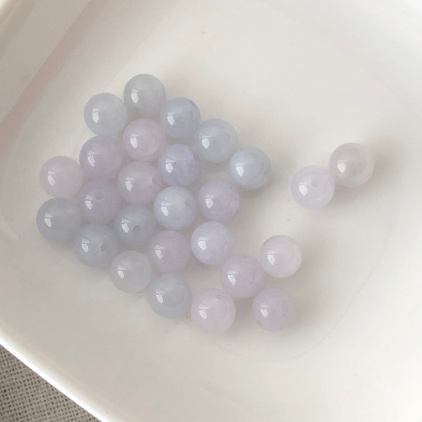 6.8 mm Jadeite Jade Icy Lavender Beads 26pcs. DIY