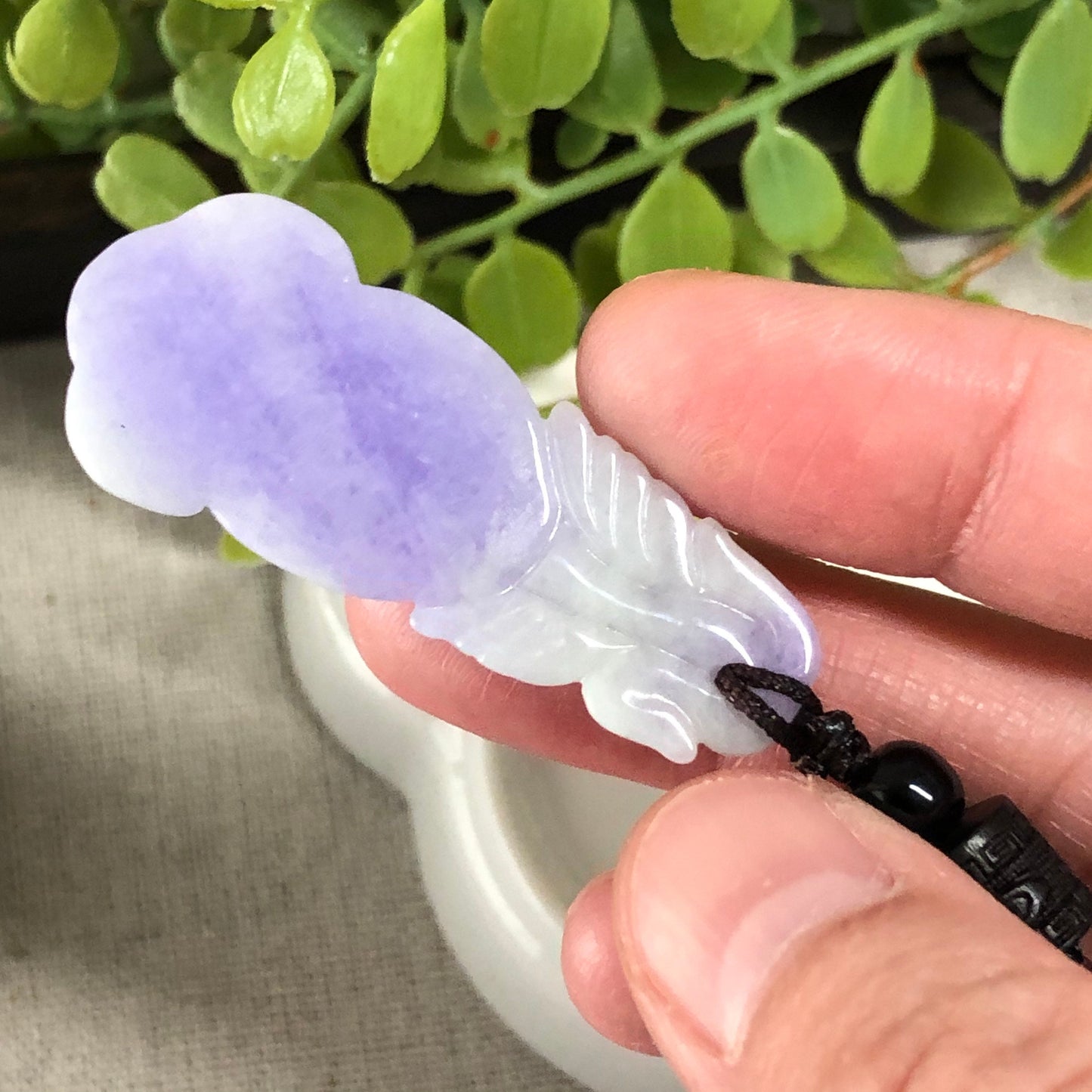 47.2mm Jadeite Jade Lavender Gradient Carved Flower Pendant