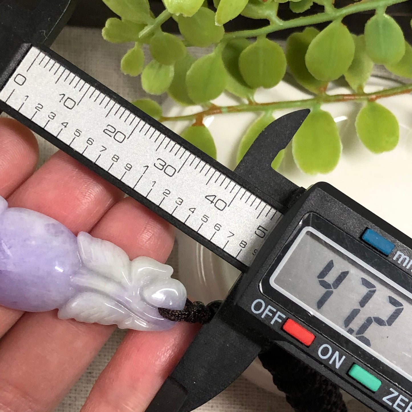 47.2mm Jadeite Jade Lavender Gradient Carved Flower Pendant
