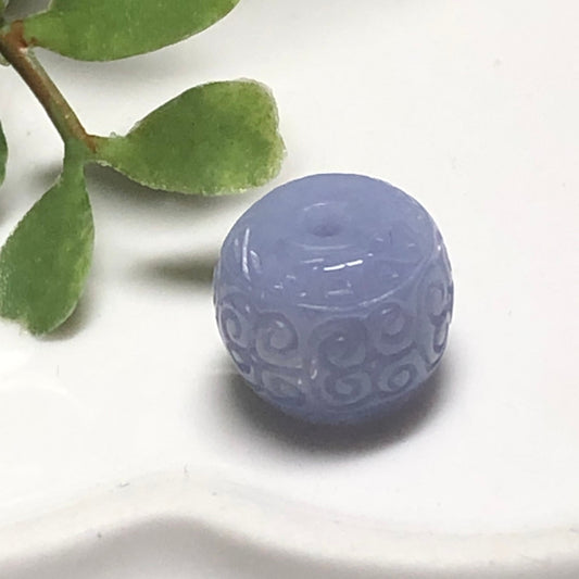 11.5mm Jadeite Jade Lavender Carved Bead Charm Pendant