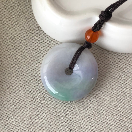 27 mm Jadeite Jade Earthy Lavender Blue Green Peace Pendant