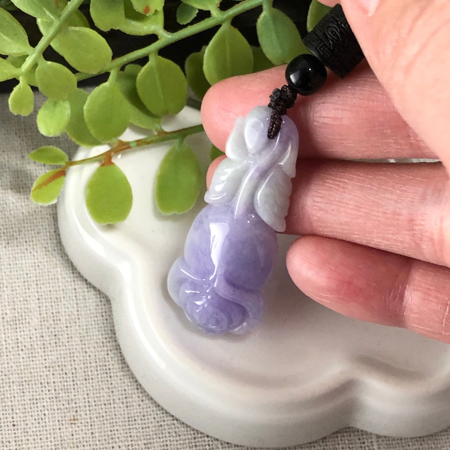 47.2mm Jadeite Jade Lavender Gradient Carved Flower Pendant