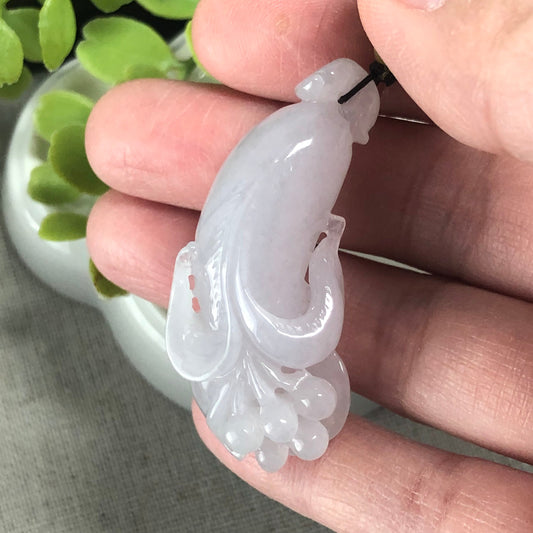 43.5mm Jadeite Jade Glutinous Carved Icy Flower Pendant