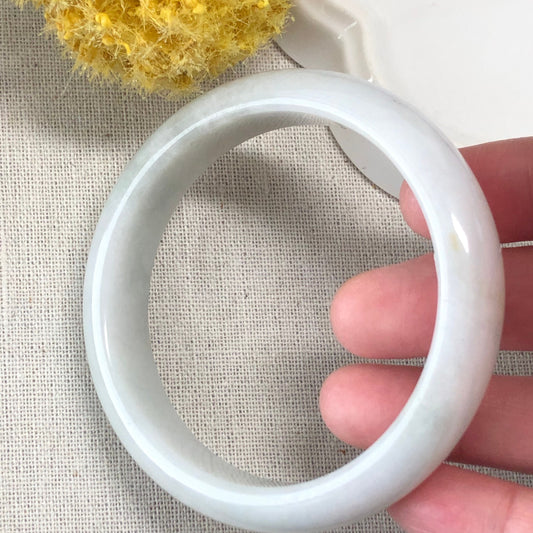 56.4 mm Jadeite Jade Icy Milky White Bangle