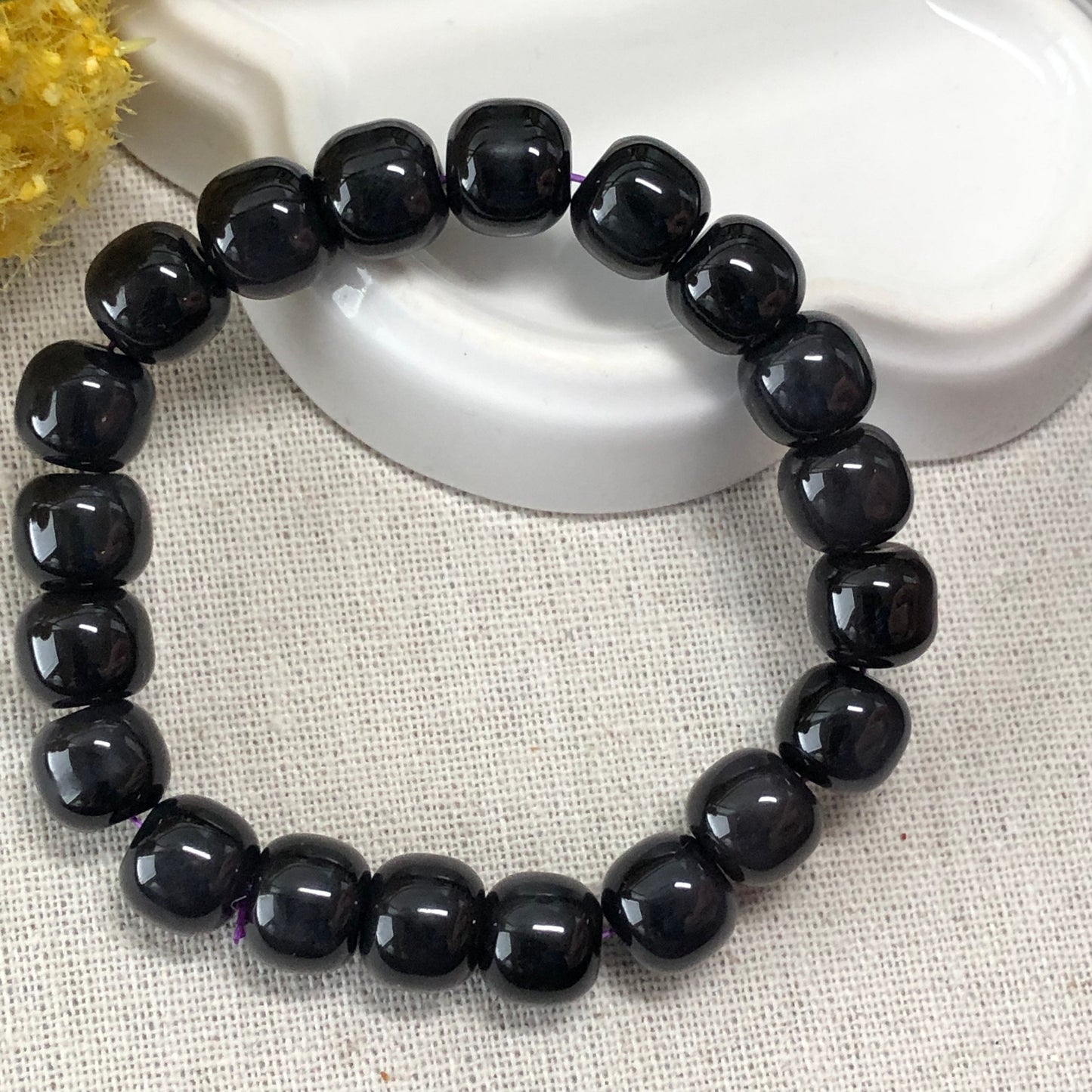 9.8 mm Hetian Jade Icy Imperial Dark Purple Long Bead Bracelet