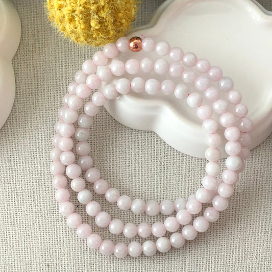 Reserved: 5.8 mm Jadeite Jade Icy Earthy light pink lavender bead necklace 112 PCs.