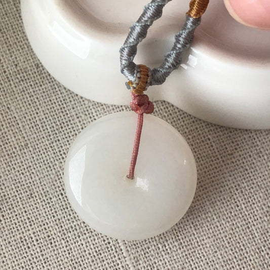 24.5 mm Hetian Jade Icy Peace Donut Pendant