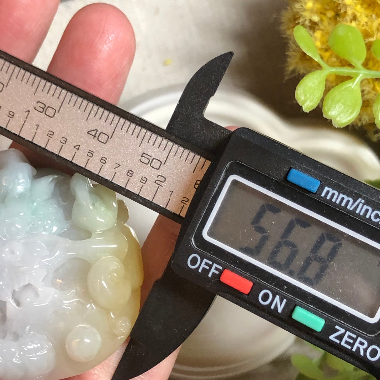 56.8 mm Jadeite Jade Yellow Green 3D Carved Dragon Pendant Charm