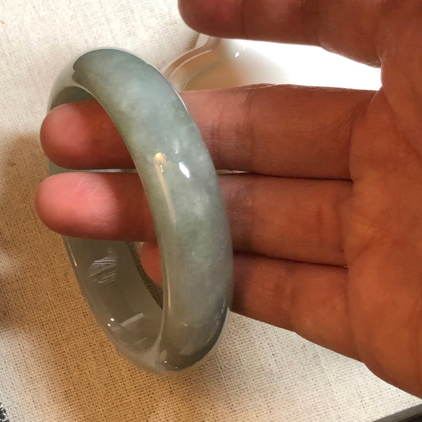 58 mm Jadeite Jade Icy Earthy Green Bangle
