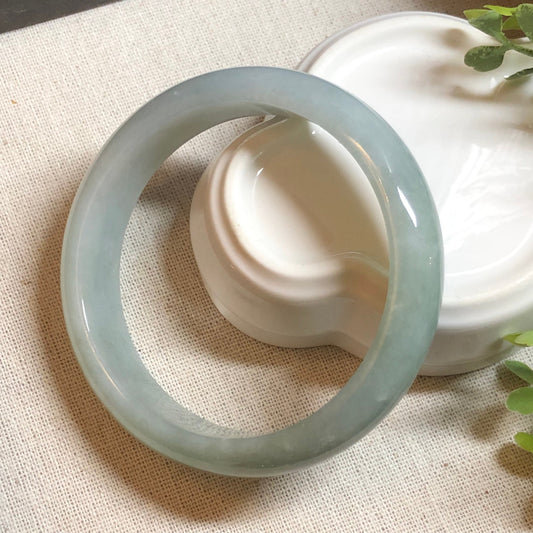 58 mm Jadeite Jade Icy Earthy Green Bangle
