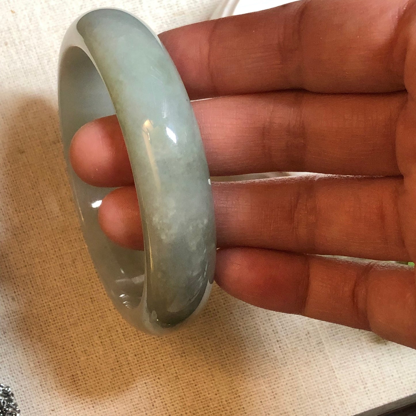 58 mm Jadeite Jade Icy Earthy Green Bangle