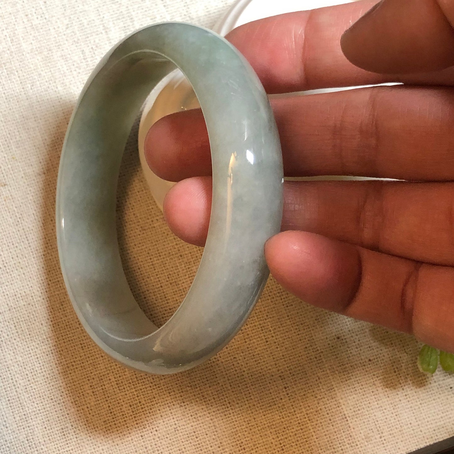 58 mm Jadeite Jade Icy Earthy Green Bangle