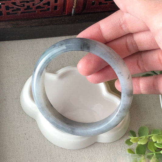58.7 mm Jadeite Jade Icy Wuji grey gradient Bangle