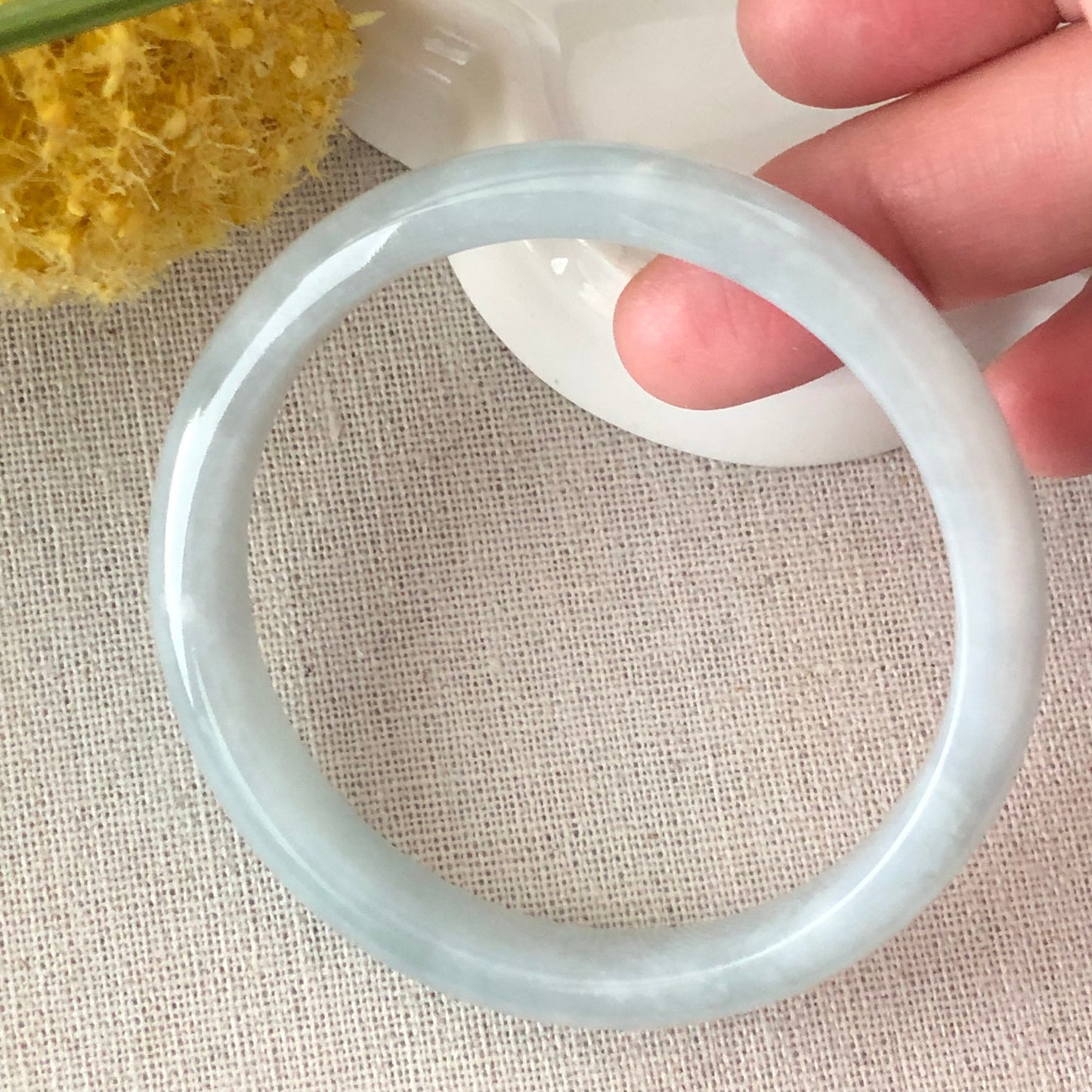 54.4 mm Jadeite Jade Tint Blue floating flowers Bangle