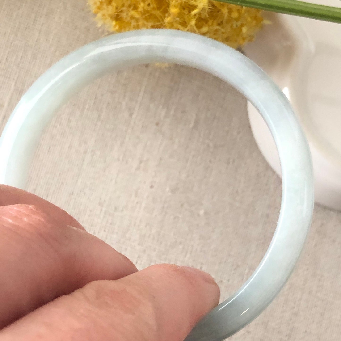 54.4 mm Jadeite Jade Tint Blue floating flowers Bangle