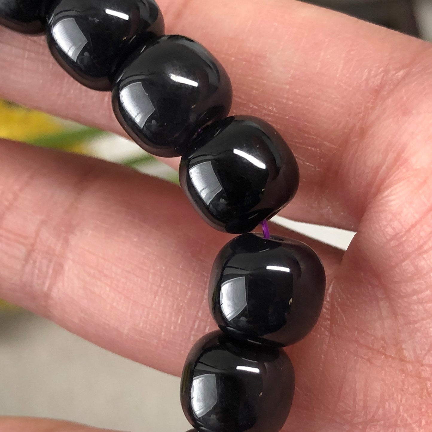 9.8 mm Hetian Jade Icy Imperial Dark Purple Long Bead Bracelet