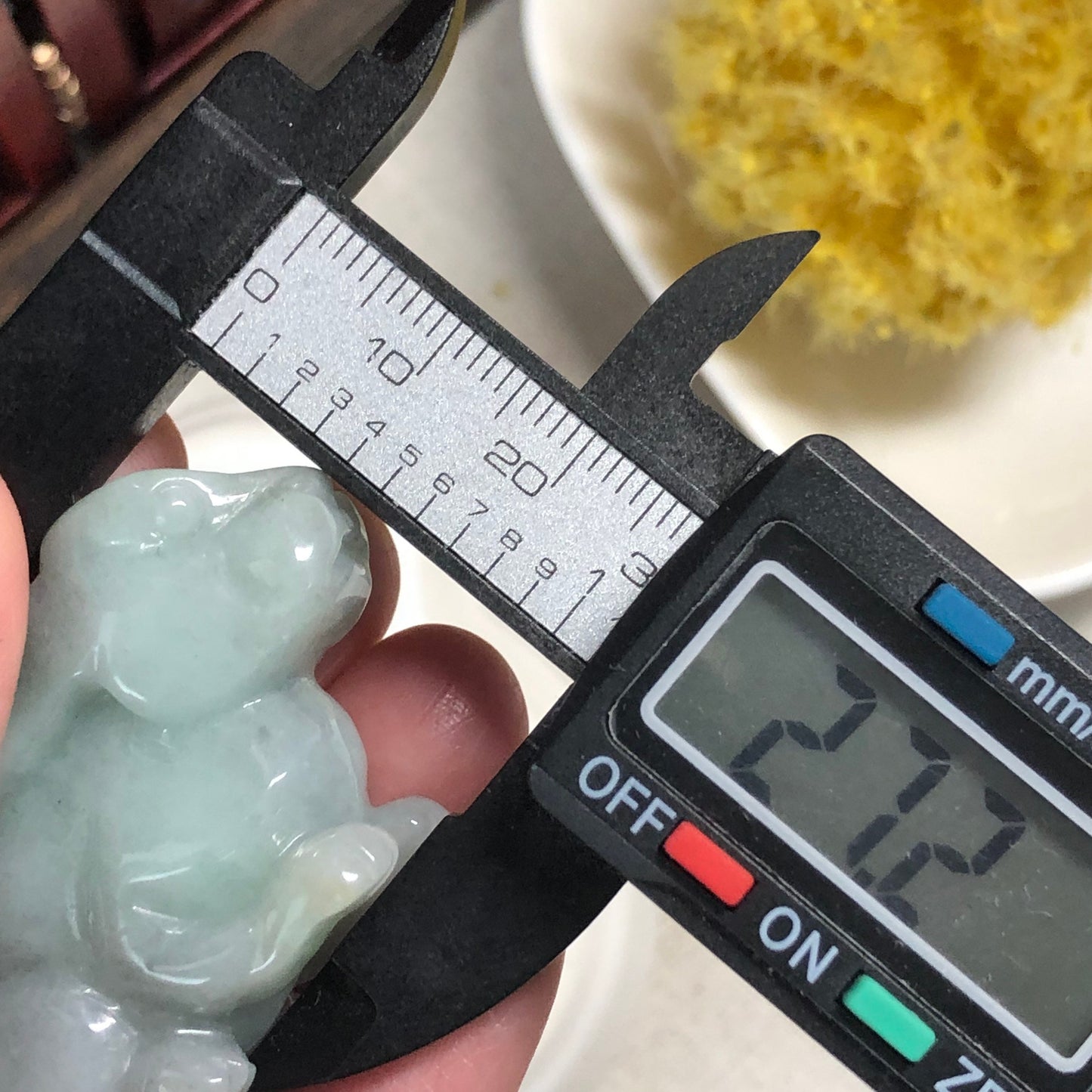 48.5 mm Jadeite Jade Wuji Green 3D Carved Rabbit Bunny Charm Keychain