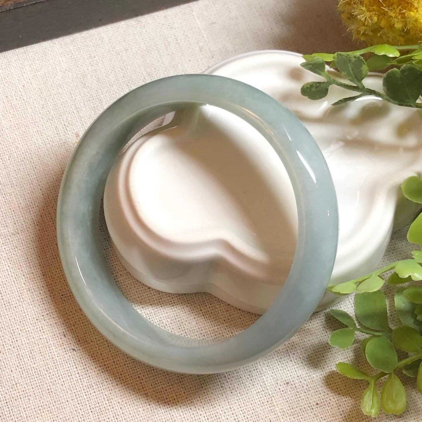 58 mm Jadeite Jade Icy Earthy Green Bangle