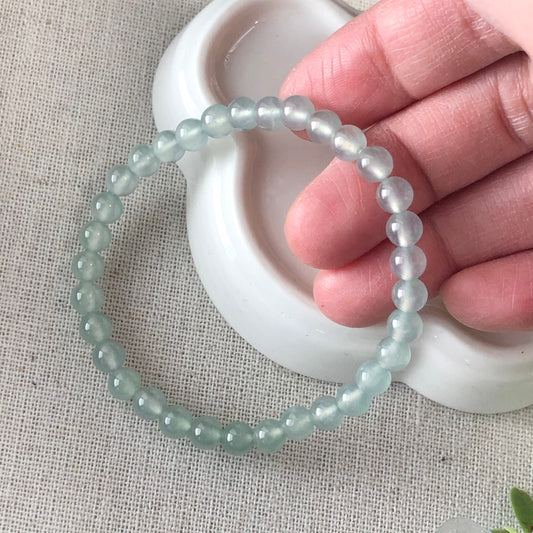 Jade Jadeite 5.6 mm High Icy Tint Round Bead Bracelet 33 pcs.
