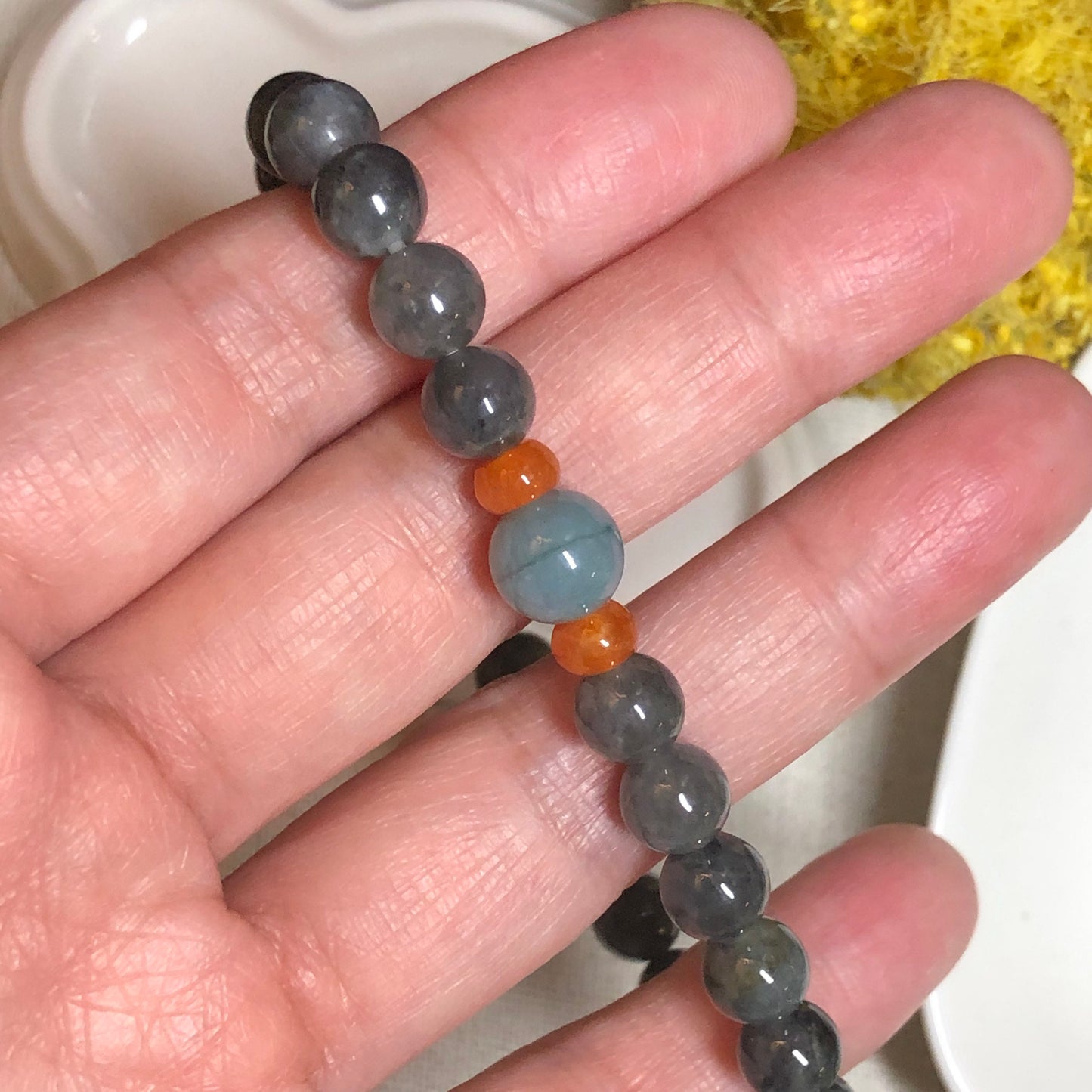 SALE: 7 mm Grade A Icy Wuji Jadeite Jade Bead Bracelet