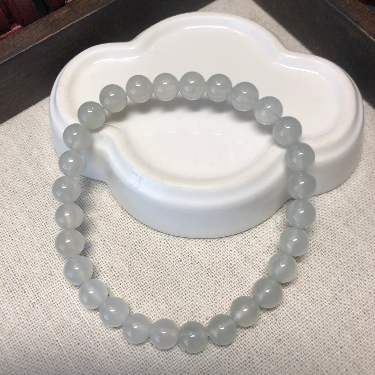 7 mm Certified Grade A Icy Glossy Jade Jadeite Bead Bracelet 28pcs