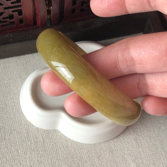 58mm Grade A Earthy Yellow Brown Jadeite Jade Bangle