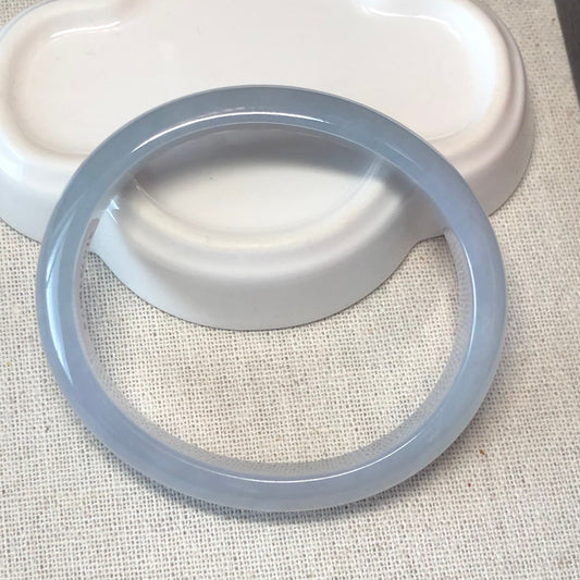 54mm Grade A Icy Sky Blue Jadeite Jade Princess Bangle