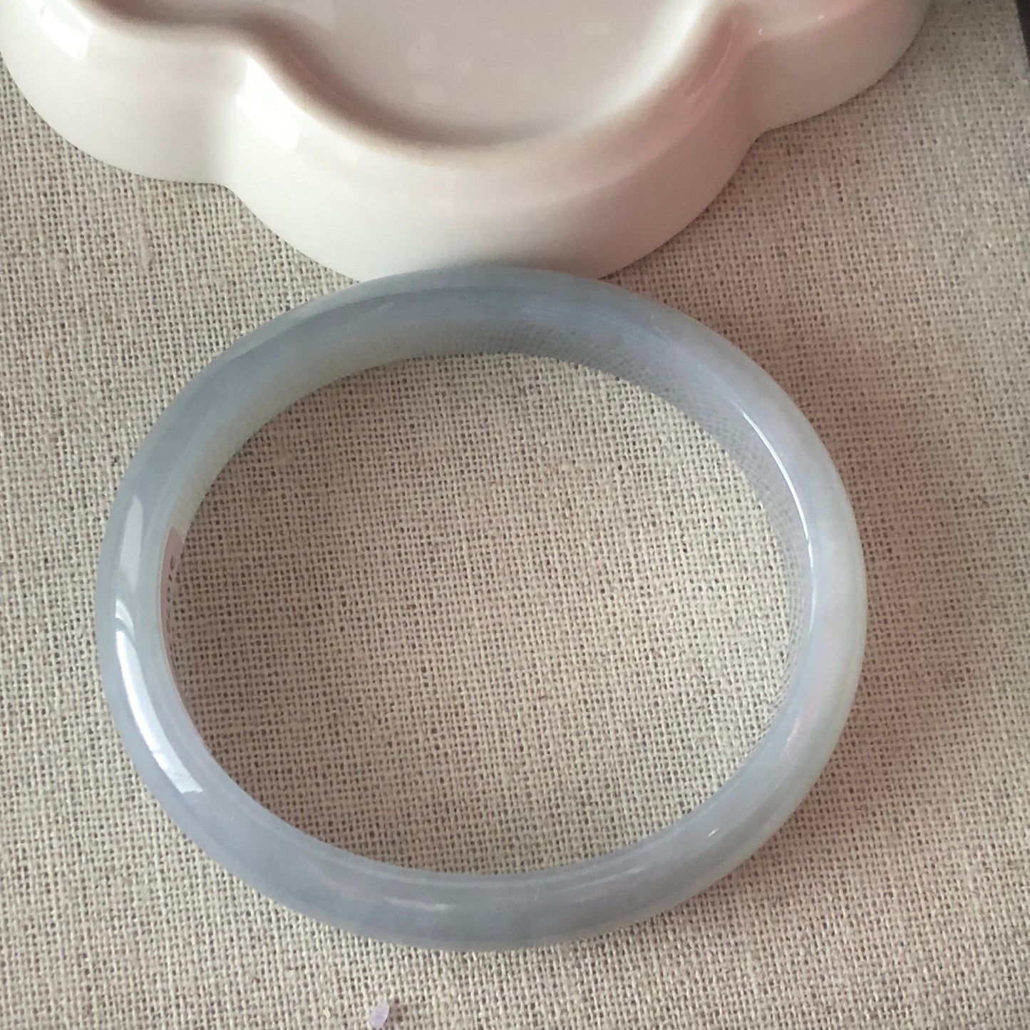 54mm Grade A Icy Sky Blue Jadeite Jade Princess Bangle