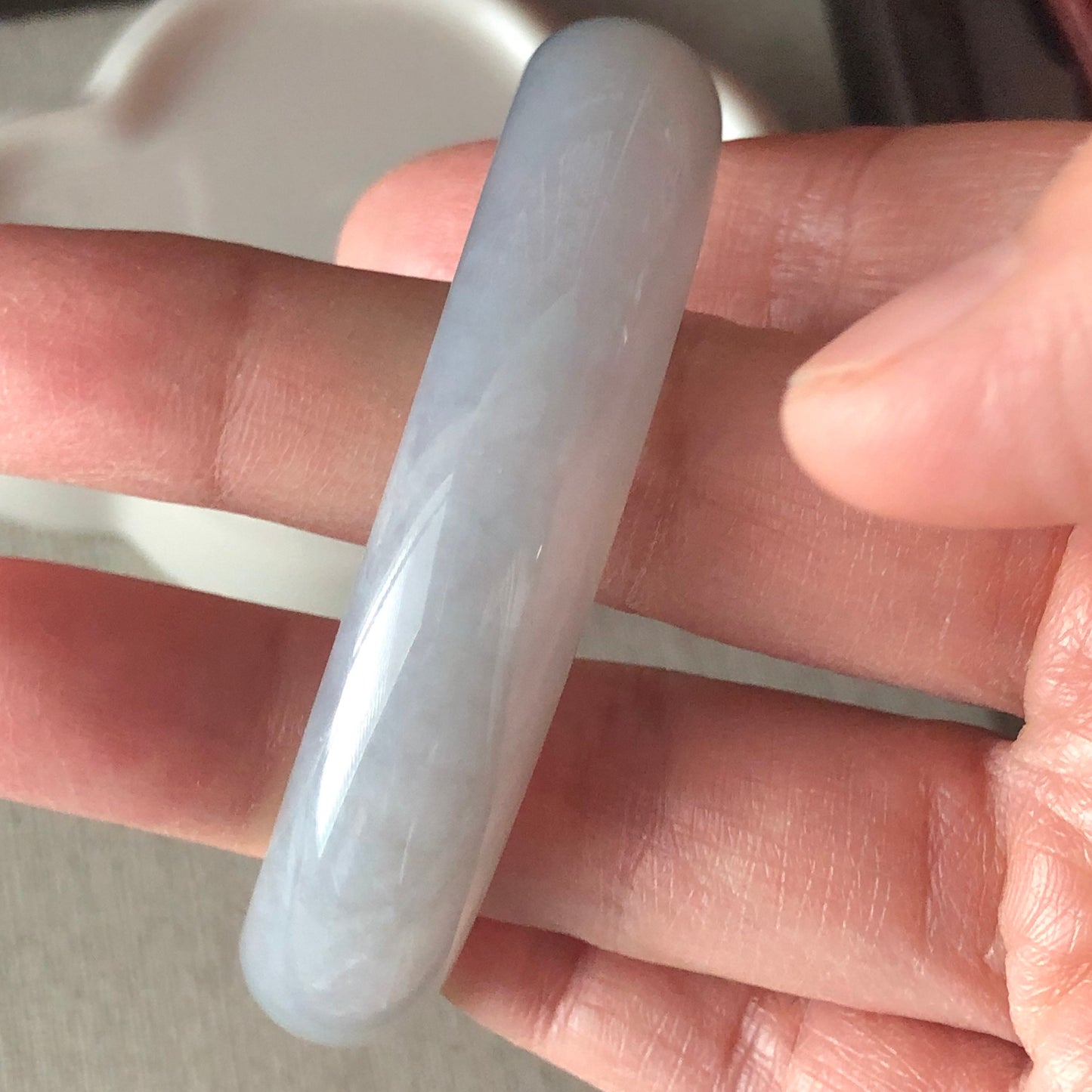 54mm Grade A Icy Sky Blue Jadeite Jade Princess Bangle
