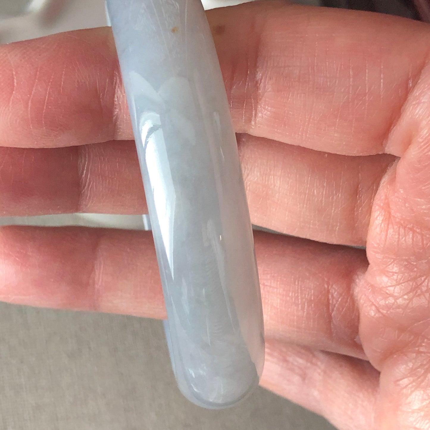 54mm Grade A Icy Sky Blue Jadeite Jade Princess Bangle